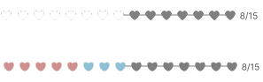 Progress indicator — hearts style, chosen direction
